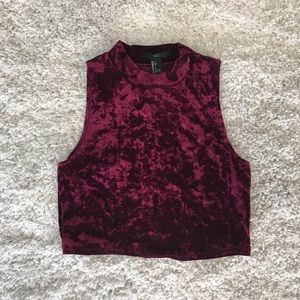 Forever 21 Crushed Red Velvet Crop Top